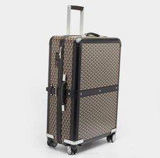 Goyard Black Coated Canvas Bourget Trolley PM Rolling Travel Trunk Luggage Carry