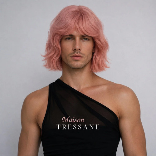 Perruque homme rose - —,