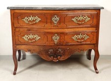 Commode sauteuse provençale noyer sculpté marbre gris bronze doré XVIIIème