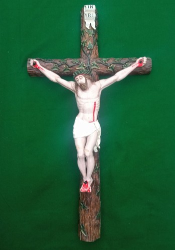 Important crucifix en - , bois