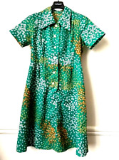 ROBE pure vintage Vert Fleurs col pointu année 70 Taille 34 état NEUF Japon !