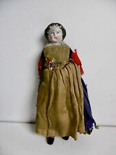 POUPÉE ANCIENNE TÊTE/BUSTE PORCELAINE HABITS TRADITIONNELS - Ht 19cm