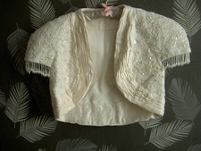 beau Boléro Blanc Dentelle paillettes, sequins et perles cérémonie mariage -T 38