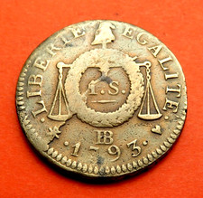 Très Belle Pièce de 1 SOL AU BALANCE DE  L'AN  II  DE 1793  BB