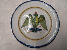 RARE ASSIETTE FAIENCE DE WALY DEBUT 19EME A L'AIGLE COURONNE SUR BATON DE FOUDRE