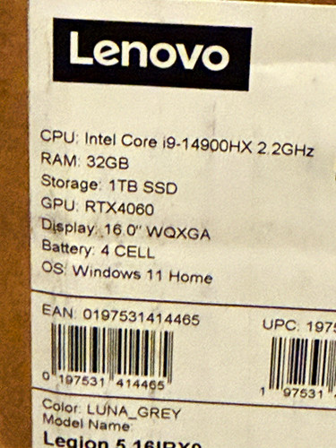Lenovo legion 16irx9 16in - 5,