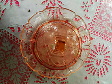 ancien plateau art deco et sa cloche rose pour gateau ou fromage