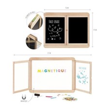 Tableau mural triptyque magnétique - JEUJURA - Ardoise centrale magnétique, 2 vo