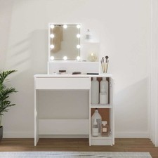 Coiffeuse avec LED Gris Béton 86,5x35x136 cm Table Cosmétique Rangement vidaXL