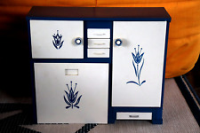 Armoire penderie pour poupée en plastique vintage lit pliant  , bleu & blanc
