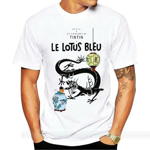 Shirt tintin lotus - t-shirt, bleu