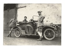 G1227 Voiture militaire, 3 soldats. France 1914-1918 WW1. Photo argentique