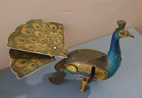 Jouet ancien mécanique paon - ancien,
