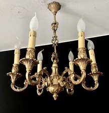Lustre Louis XV 6L. en bronze véritable Sampa Hélios années 70