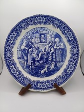 Grande Assiette en Faïence Boch – Décor Floral Bleu, Qualité Belge 🇧🇪✨