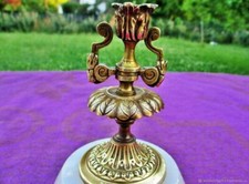 Bougeoir ancien Pattes de lion marbre bronze XIXe siècle Antique candlestick Lio
