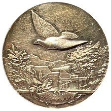 Médaille & Bélière argent 31g " Société de COLOMBOPHILIE - 1894 LEBAUDY Député "