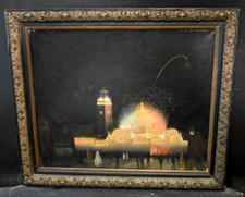 Tableau vue  Nocturne de la grande Mosquée d' Alger école Française fin XIXème