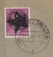 TIMBRE ALLEMAGNE WWII TIMBRE OBLITERE HELLERAU DRESDEN 30/05/1945
