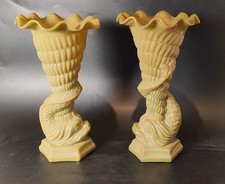 Paire de Vases opaline de foire Portieux tritons 1900 French Antique 22 cm 