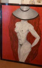 tableau de nue de femme huile 96 cm large x 123 cm de Haut récent