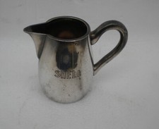 Rare Pichet crémier métal argenté  publicitaire SHELL station ,Couverts 1950