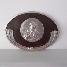 cadre ancien en bois et métal argenté 27.5 x 20 cm signé DUMAY Sir de ND Lourdes