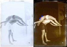 photo NEGATIF verre NU EROTIQUE  1900  / 13 x 17.5 cm / 41 /  risque sexy nude