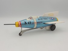 Jouet Tôle Ancien - Mont Blanc - Avion Fusée X15 Bleu - Friction - Air Force