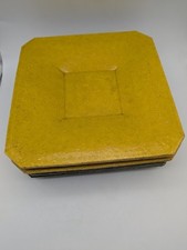 Lot 6 Assiettes Carrées, Charles EISSAUTIER, Email Vert et Jaune