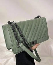 Sac Femme Vert Kaki A Bandoulière A Rabat En Simili Cuir A Verrou Matelassé