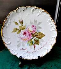 BELLE ASSIETTE EN PORCELAINE DE LIMOGES PEINTE A LA MAIN FIN XIXème