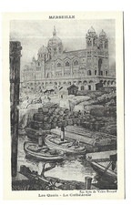 13  MARSEILLE  EAU FORTE DE VALERE BERNARD LES QUAIS LA CATHEDRALE