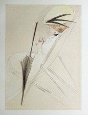 Paul César HELLEU : L'ombrelle, Bain de soleil dans un parc, GRAVURE, 1913