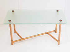 TABLE BASSE VERRE & BAMBOU CUIVRE ANNEES 50 1950 VINTAGE ROCKABILY 50S 50'S 