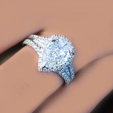 Vintage Style Certifié GIA Poire Forme Anneau Fiançailles Diamant 2.25 Cts 18k