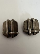 Boucle d’oreille Clip métal argenté la tribu Rigaux vintage Design, Géométrique