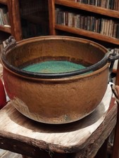 Ancien grand chaudron en cuivre XIXe siècle vintage pour déco ou collection