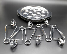 Lot de 6 plateaux à escargots et 6 pinces pour prise de coquilles en inox