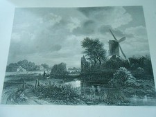 Gravure 1863 Le Moulin à Vent d'après tableau de Ruysdael