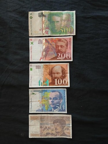 Billets francs usagés lot - francs,