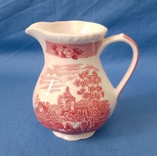 Pichet À Lait Faïence Anglaise Modèle Adams Rouge Scénic Motif Chevaux