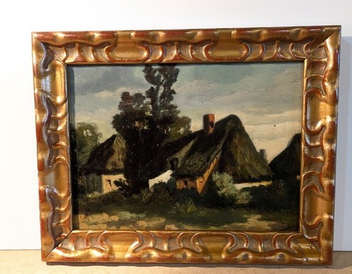 Tableau ancien les chaumieres - ancien,