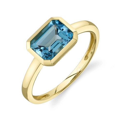 14k jaune topaze - bleu, bague