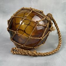 Boule flotteur pêche avec filet en corde en verre marron orangé déco mer marine