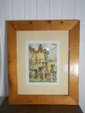 Ancien AFFICHE HANSI GUEMAR enfants GRAND Tableau cadre bois 62x51cm numéroté 