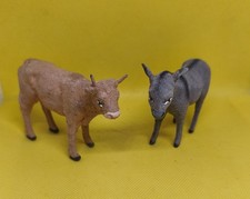 ancien santon crèche devineau taille 2 boeuf et âne