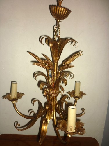 Ancien lustre métal doré - lustre,
