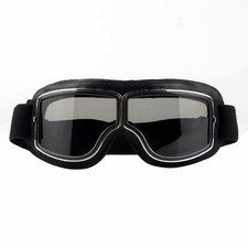 Lunettes de Moto Rétro Aviateur - Coupe-Vent en Cuir PU pour Casque Motocross...