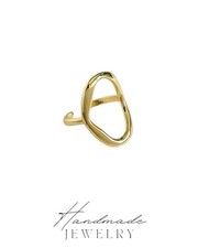 Bague ovale plaqué argent doré Bague géométrique réglable Cadeau de noël Bijou